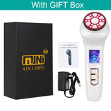 4 in 1 Mini HiFU Machine 3rd Generation Ultrasonic Knife RF EMS Pulse Facial Neck Lifting Skin Tightening Anti Wrinkle Beauty Massager