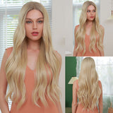 Front lace wig blonde long curly hair Heat Resistant Synthetic Wigs