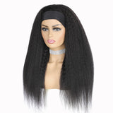 kinky Straight human hair wig headband wigs 150% density headgear