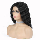 Human hair wig water ripple qcean loose deep wave Small gap lace hand-woven headgear