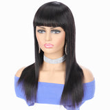 Brazil human hair wig Neat bangs long straight hair headgear
