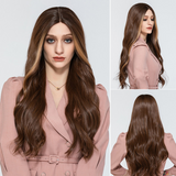 Brown front lace wig Hand-woven lace wig Long curly wig