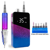 Nail File Nail Drill Gradient Color Portable Rechargeable