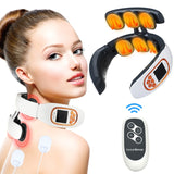 Smart Neck Massager 6 heads Electric Cervical Massager Hot Compress