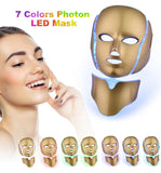 7 Colors led mask facial Neck photon rejuvenation Tighten acne Anti Wrinkle Beauty tool