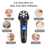 4 in 1 Mini HiFU Machine 3rd Generation Ultrasonic Knife RF EMS Pulse Facial Neck Lifting Skin Tightening Anti Wrinkle Beauty Massager