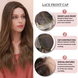 Gradient dark brown front lace wig natural wave long heat resistant fibre lace hair