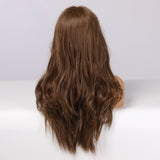 Dark Brown Front Lace Wigs Long Wavy Lace Hair Heat Resistant High Density Wig