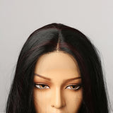 Long Wavy Roll Front Lace Wig Lace Part Synthetic Hair Black Brown Highlight Lace Wigs