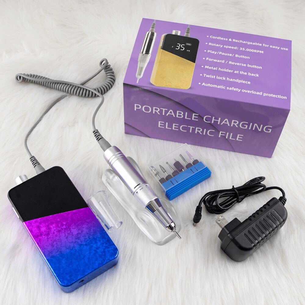 Nail File Nail Drill Gradient Color Portable Rechargeable