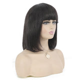 Bob brazil human hair wig straight Neat bangs headgear
