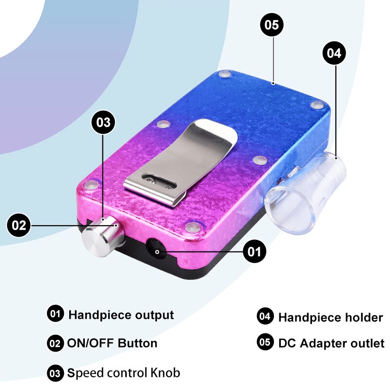 Nail File Nail Drill Gradient Color Portable Rechargeable