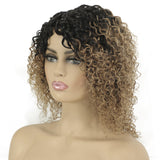 Human hair wig jerry curly oblique bangs Gradient curls headgear