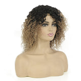 Human hair wig jerry curly oblique bangs Gradient curls headgear