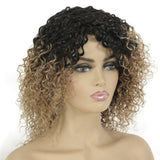 Human hair wig jerry curly oblique bangs Gradient curls headgear