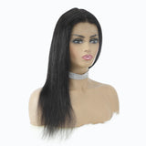 Straight human hair wig T-part Small gap lace headgear hand-woven headgear