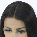 Straight human hair wig T-part Small gap lace headgear hand-woven headgear