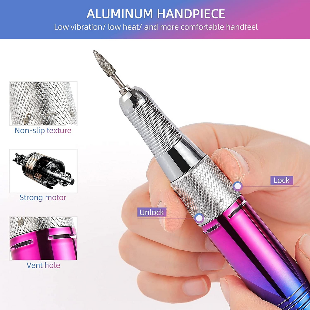 Nail File Nail Drill Gradient Color Portable Rechargeable