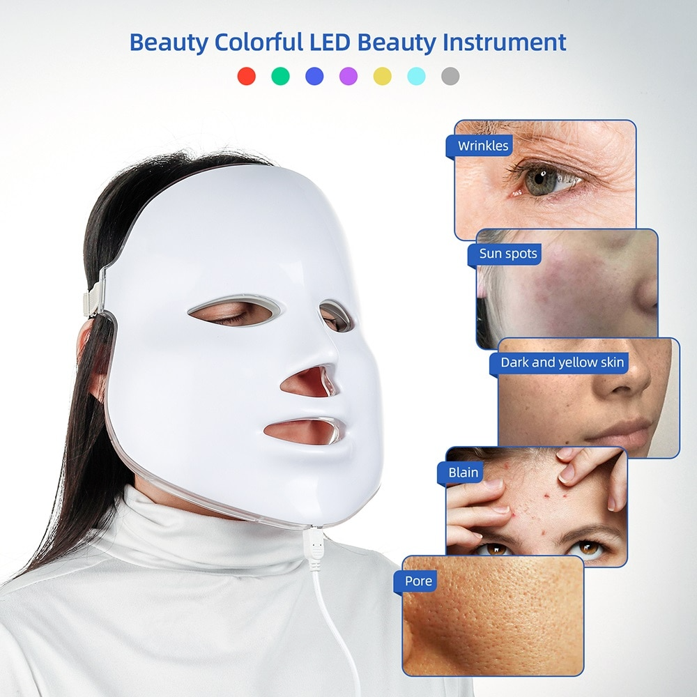 7 Colors LED Facial Mask Skin Rejuvenation LED Photon Face Mask