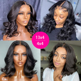 Human Hair Wig Short Bob Wavy Curly Hair High Quality Brazilian Fully Hand Woven Lace Front Wigs