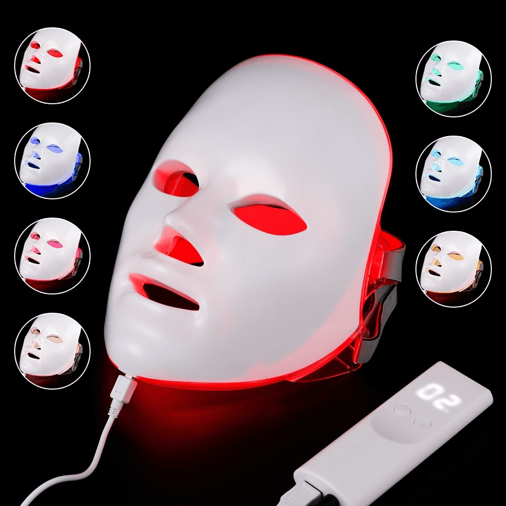 7 Colors LED Facial Mask Skin Rejuvenation Care Treatment Beauty Anti Acne Therapy Whitening LED Photon Face Mask