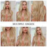 Front lace wig blonde long curly hair Heat Resistant Synthetic Wigs