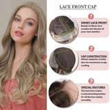 Mixed Light Brown Front Lace Wig Medium Long Curly Hair Lace Wigs