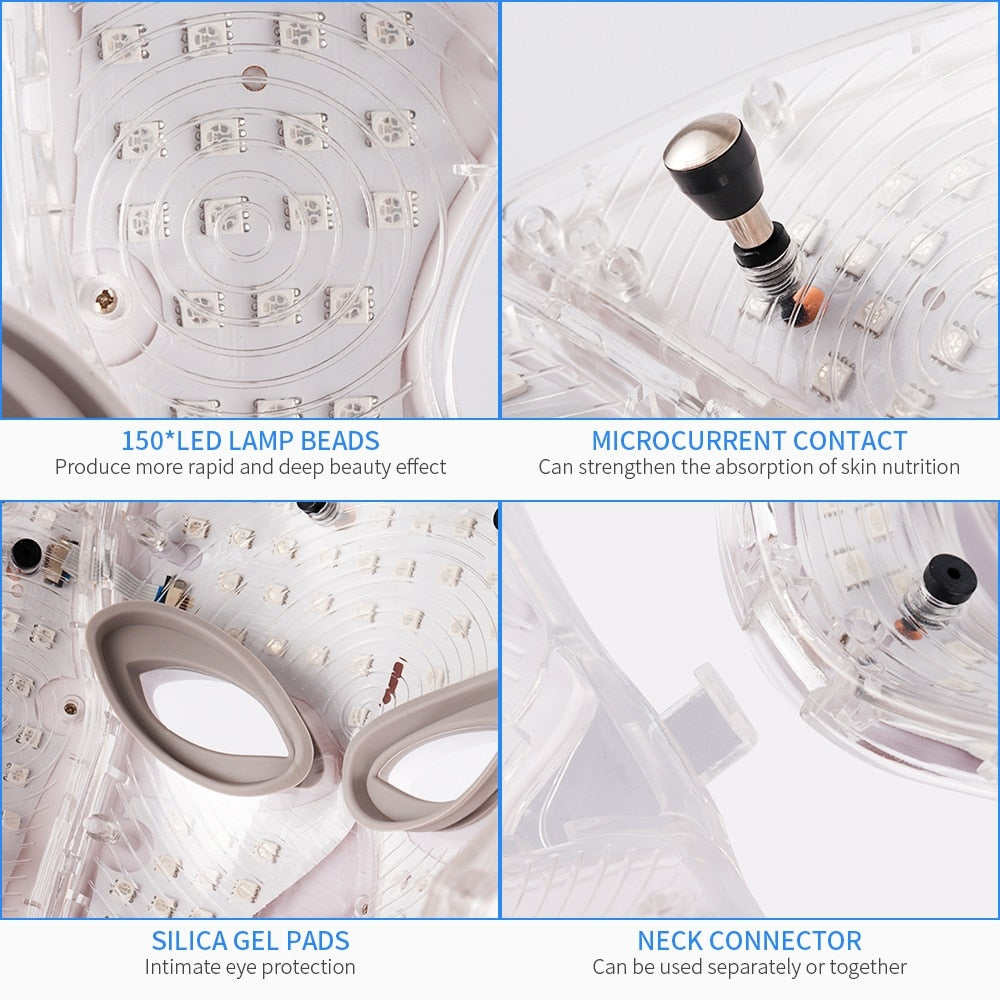 7 Colors Led Facial Mask Led Photon Therapy Acne Lightening Spot Rejuvenation Beauty Instrument Mask