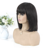 Bob brazil human hair wig straight Neat bangs headgear
