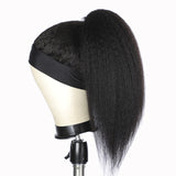 kinky Straight human hair wig headband wigs 150% density headgear