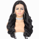 Human hair wig T-part Small gap lace headgear wave hand-woven headgear