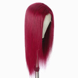 Red Straight human hair wig T-part Small gap lace headgear hand-woven headgear