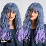 Heat Resistant Fiber Long Water Wave Hair Synthetic Ombre Blonde Golden Wigs with Air Bangs Cosplay Party Wig