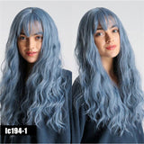 Heat Resistant Fiber Long Water Wave Hair Synthetic Ombre Blonde Golden Wigs with Air Bangs Cosplay Party Wig