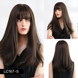 Blonde Synthetic Wig Bangs Long Straight Natural Headline Heat Resistant Hair Cosplay Party Wigs