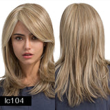 Light Brown Mix Blonde Wigs Synthetic Long Straight Hair with Side Bangs Daily Wear