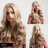 Synthetic Long Wig Natural Wave Black Root Ombre Pink Middle Part Wig Heat Resistant Cosplay Party Wig