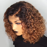 Human Hair Wig Water Wave Front Lace Short Bob Wig Full hand woven Hair