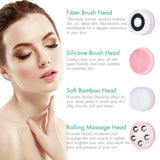4 in 1 Electric Facial Cleansing Brush Rechargeable Spin Sonic Exfoliating Face Deep Cleaning Kit