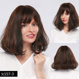 Dark green Synthetic Mix Blonde Hair Highlight Short Natural Wave Lolita Bob Cosplay Party Wigs