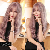 Heat Resistant Fiber Long Water Wave Hair Synthetic Ombre Blonde Golden Wigs with Air Bangs Cosplay Party Wig