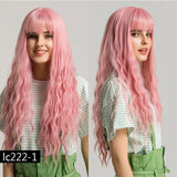 Heat Resistant Fiber Long Water Wave Hair Synthetic Ombre Blonde Golden Wigs with Air Bangs Cosplay Party Wig