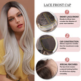 Gradient white gold front lace wig long wavy lace wigs