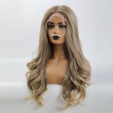 Light brown front lace wig natural Middle Part Long Wavy hand woven lace wig