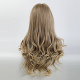 Light brown front lace wig natural Middle Part Long Wavy hand woven lace wig