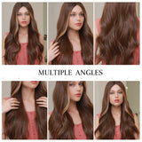Brown Front Lace Wig Synthetic Hair Long Wavy Lace Wig