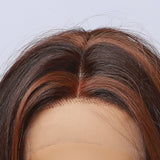 Long Wavy Roll Front Lace Wig Lace Part Synthetic Hair Black Brown Highlight Lace Wigs