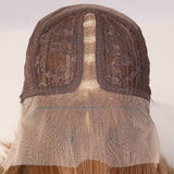 Long Straight Front Lace Wig Heat Resistant Black Highlight Middle Part Lace Part Synthetic Wigs