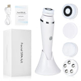 4 in 1 Electric Facial Cleansing Brush Rechargeable Spin Sonic Exfoliating Face Deep Cleaning Kit
